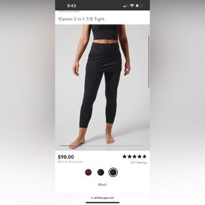 Elation 2 in 1 7/8 Tight size m athleta worn 2 times.